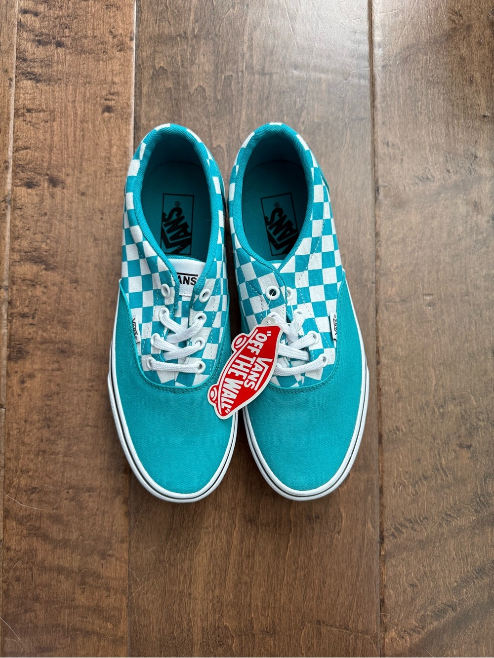 Vans Teal & White Checkerboard Authentic Sneakers